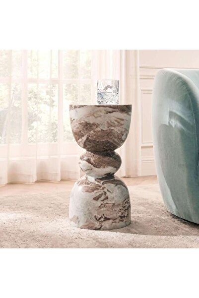 PAN HOME Stonix End Table Marble - Brown