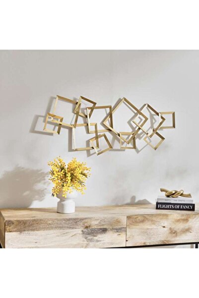 PAN HOME Claire Square Design Metal Wall Plaque 89x4.4x38cm- Gold