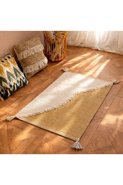 PAN HOME Kinley Cotton Dhurrie With Tassel 60x90cm - Mustard