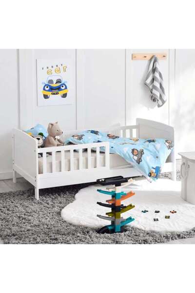 PAN HOME Linen Kids Toddler Bed 70x140 Cm - White ~ White