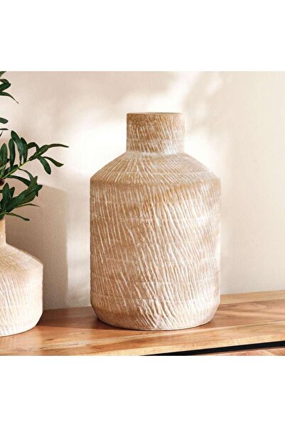 PAN HOME مزهرية سيراميك ليستر 30×30×47 سم - بني فاتح