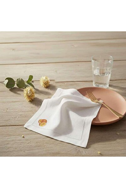 PAN HOME Lemon Embroidered 6 Piece Napkin Set 45x45cm - Orange