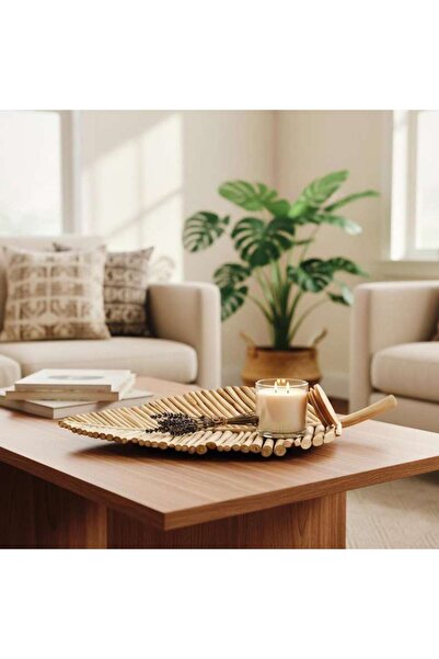 PAN HOME Drift Teak Wood Decor Leaf Platter 41x9x80cm - Natural