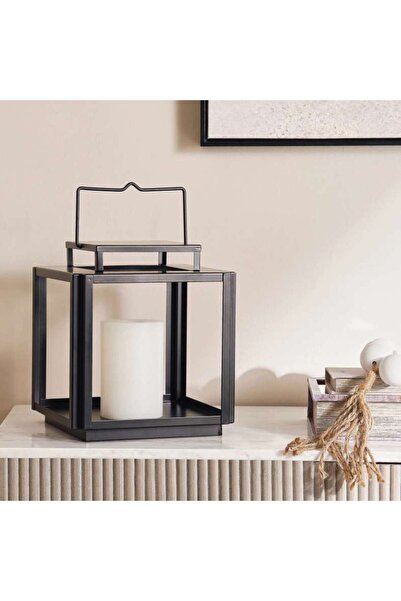 PAN HOME فانوس معدني من إلنور 25.5×25.5×29 سم - أسود