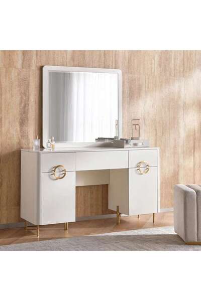 PAN HOME Ocrai Dresser With Mirror Marble - White & Gold