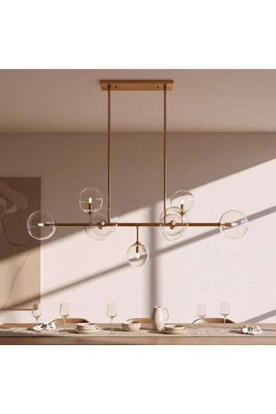 PAN HOME مصباح معلق من الزجاج المنفوخ بتسعة أضواء G9 من إجلو، مقاس 130×60×60 ...