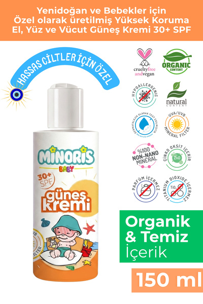Minoris Baby Organik Güneş Koruyucu Sprey Krem Spf30 150ml