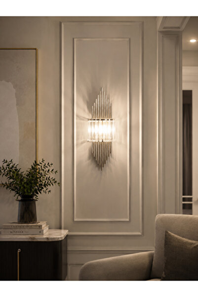 Modern Avize Krom Rengi Aplik Duvar Lambası Salon Koridor Otel Restoran Dekor...