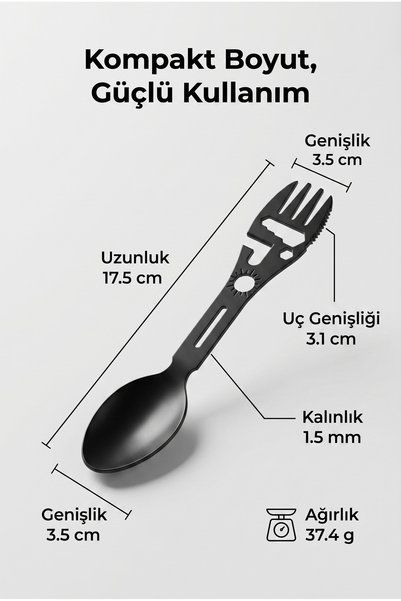 MAKAMP Çok Amaçlı Outdoor Tek Parça Kaşık Çatal Piknik İçin Çok Amaçlı Yemek Seti – Kompakt Tasarım