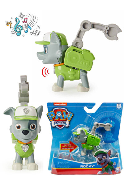 TOYFEST Paw Patrol Müzikli ve Rozetli Kahramanlar - Rocky - 10 cm