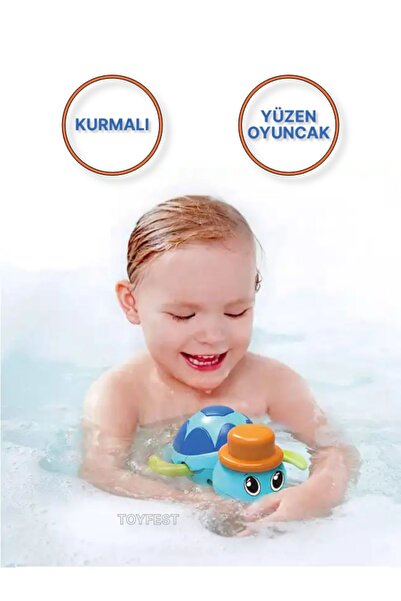 TOYFEST Kurmalı Kendiliğinden Banyo Küvet Havuz Deniz de Yüzen Su Kaplumbağas...