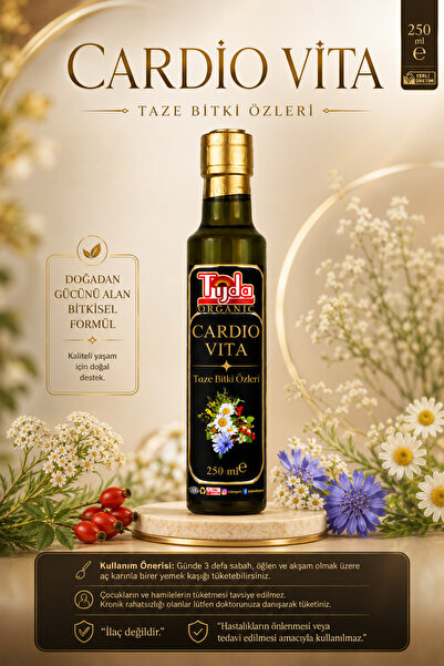 TİJDA Cardio Vita Alıç Çiçeği,Demir Dikeni,ökse otu,sarımsak özü,Hindiba saf, Bitki Özleri 250 ml