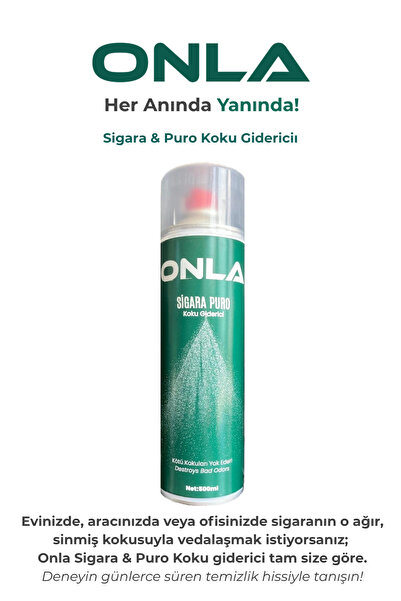 onla Sigara Puro Kötü Koku Giderici Sprey 500 ml - Ev, Araç ve Ofis İçin Etki...