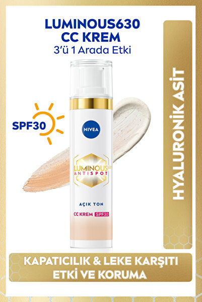 NIVEA Luminous630 Koyu Leke Karşıtı CC Yüz Kremi 40ml, SPF30 Güneş Koruyucu, ...