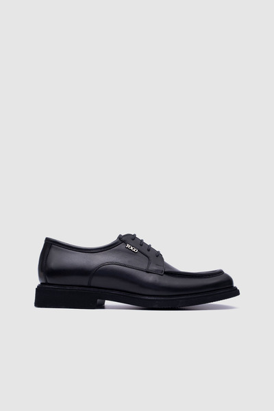TOGO Men's Black Genuine Leather Laced Classic Casual Shoes [052302]