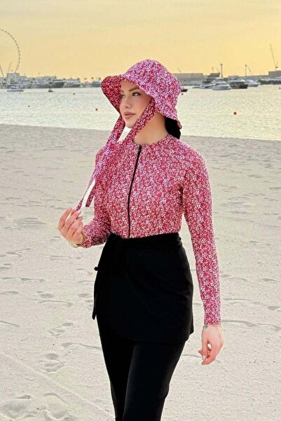 Şulemoda Giyim Swimsuit 3-Piece Hijab Swimsuit Set Red