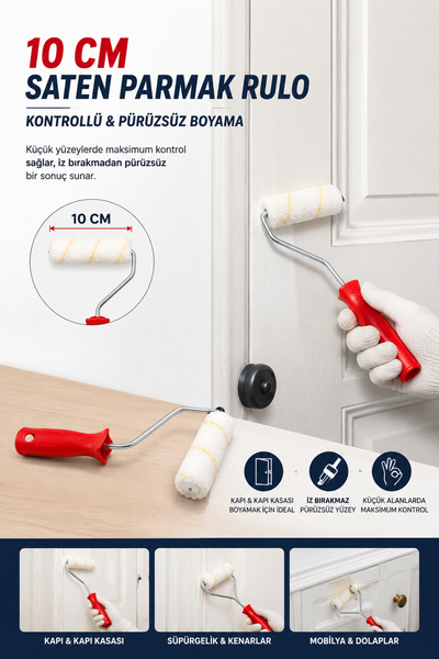 Alıç Finger Paint Roller 10 cm – Professional Paint Roller for Doors, Furnitu...