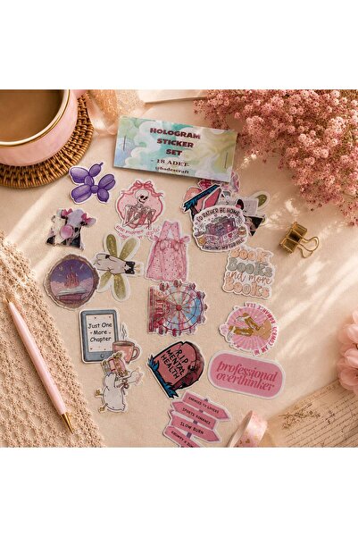badescraft Hologram Sticker Set- Kitaplar ve Komik Sticker Set-Etiket Çıkartm...