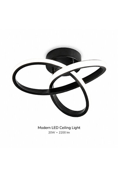 iTin Plafoniera lustra LED din aluminiu, 22W, 3 tipuri de lumina, diametru 24...