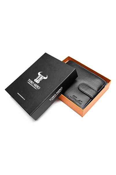 TORO NERO Portofel bărbătesc din piele naturală, Vox negru, protecție RFID
