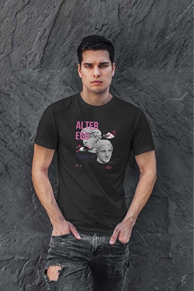 buzagi tasarım ürünleri Alter Ego Regular Fit Black Unisex T-Shirt