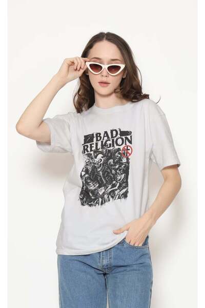 buzagi tasarım ürünleri Bad Religion Regular Fit Unisex White T-Shirt