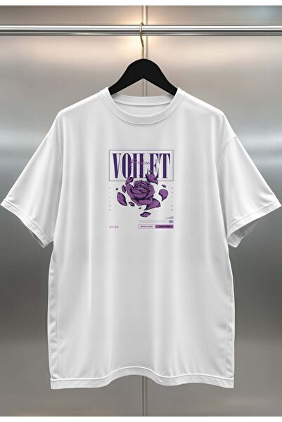 buzagi tasarım ürünleri Organic Cotton Digital Printed Oversize White T-Shirt
