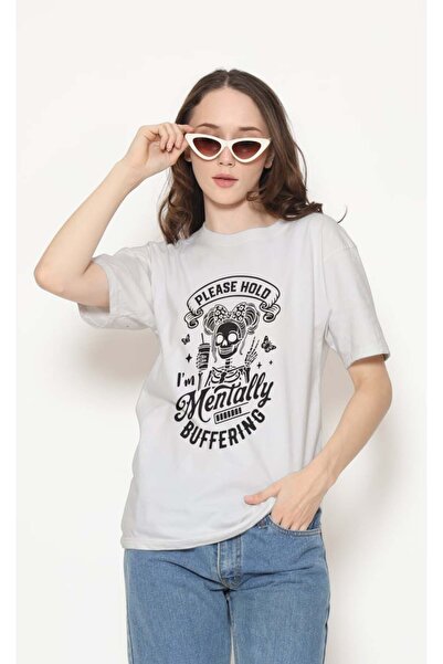 buzagi tasarım ürünleri Sarkastik Regular Fit Unisex White T-Shirt