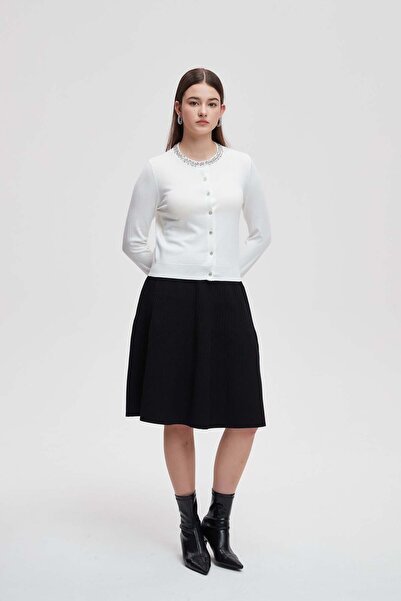 menta Solid Ribbed Mini Skirt