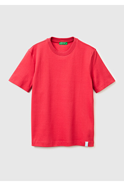 United Colors of Benetton تي شيرت نسائي أحمر اللون مصنوع من القطن بنسبة 100% ...