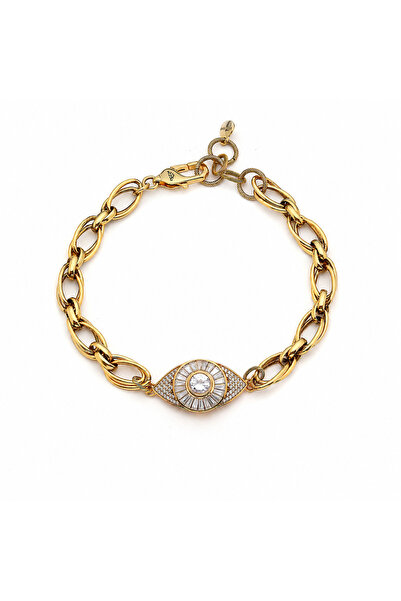 Mon Reve Protector Choker Altın Kaplama Göz Zirkon Charm Zincir Kolye