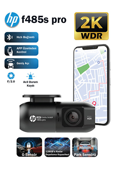 HP F485S Pro 2K FULL HD, Araç İçi Kamera (RESMİ DİSTRİBÜTÖR GARANTİLİ )