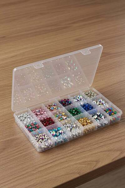 Bayev 18 Compartment Jewelry Box Necklace Ring Organizer Glitter Gemstone Sto...