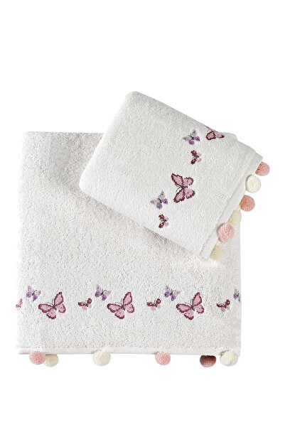 Pupilla Collection Sıla Ponponlu Penye 2'Li Banyo Havlu Seti (50*90+70*140) K...