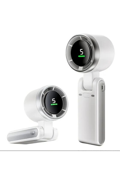 GALORWAY Mini Ventilator Portabil Pliabil cu Display LED, USB, 5 Viteze, Bate...
