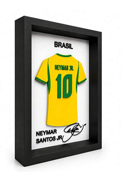 Reborn 3D Neymar Santos JR İmzalı Forma Tablo 3D Çerçeveli Dekoratif Tablo 14...