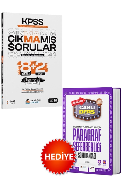 Akademi Denizi KPSS GYGK Çıkmamış Sorular 8+2 Deneme Seti+Paragraf Seferberli...