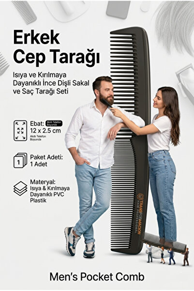 Transformacion 12 Cm Erkek Cep Tarağı Isıya ve Kırılmaya Dayanıklı İnce Dişli...