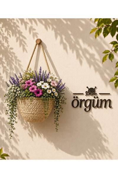 ÖRGÜM Artificial Flower Pot Decorative Wall Basket 12X10 cm Plant Not Included