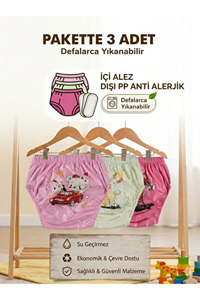 babixkids Yılanabilir 3'lü Kız Bebek Alıştırma Külodu Bebek Tuvalet Eğitimi (...