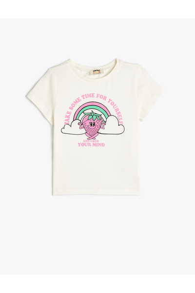 Koton Strawberry Printed Short Sleeve Crew Neck Cotton T-Shirt