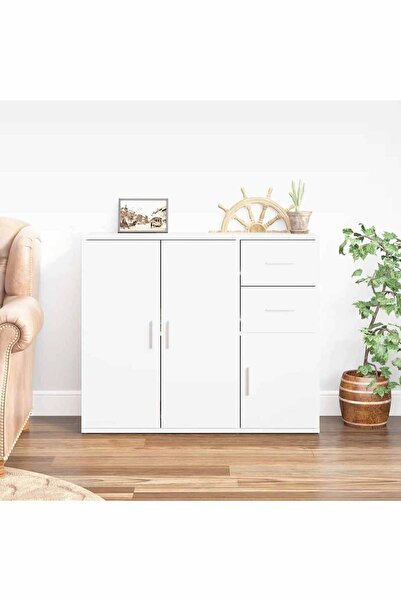 Concept Servantă, alb, 91x29,5x75 cm, lemn prelucrat