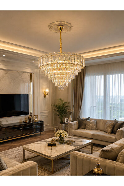 Led 60 CM KRİSTAL LÜX SALON AVİZE