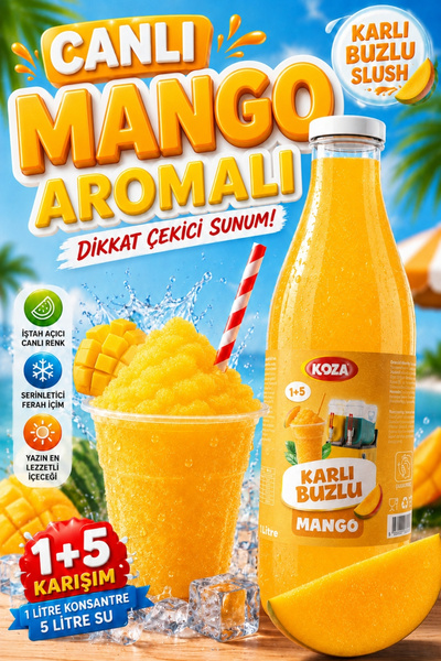 Koza Premium Selection Ice Slush Mango Aromalı Buzlaş Karlama Karlı Buzlu Kon...