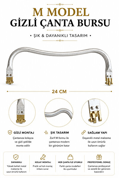vollen yarn Metal Gizli Çanta Bursu M Model  24 cm