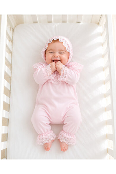 Mert Baby Lily Hat Newborn Organic Lace Romper 100% Cotton Newborn Baby Girl