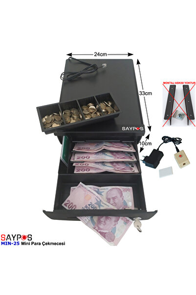 SAYPOS Buton Ve Adaptör Hediyeli Mini Para Çekmecesi 24x34x11cm