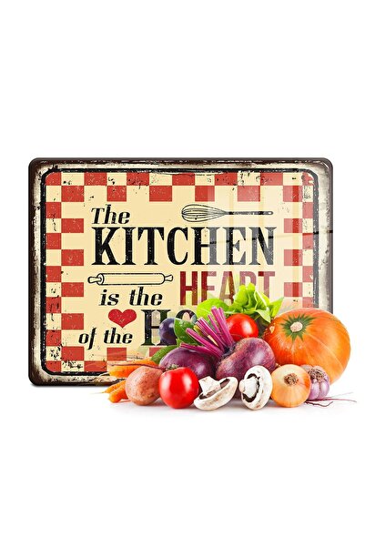 Decovetro Cam Kesme Tahtası Ve Sunumluk My Kitchen Heart Desenli 30x40cm