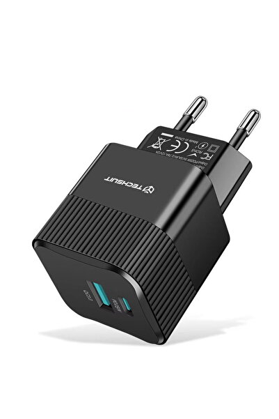 Techsuit CHPD216 GaN USB-A + USB-C 25W Negru