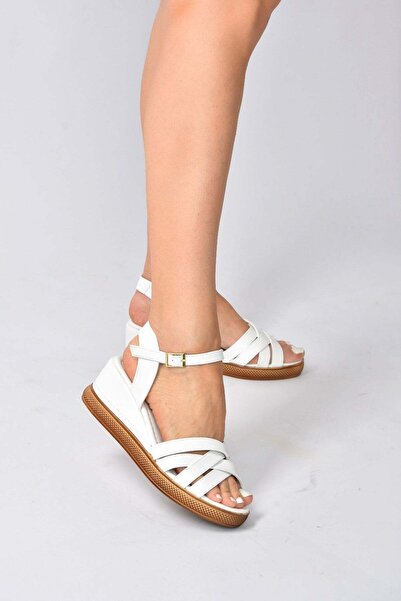 Fox Shoes Beyaz Kadın Dolgu Topuklu Ayakkabı K674305409